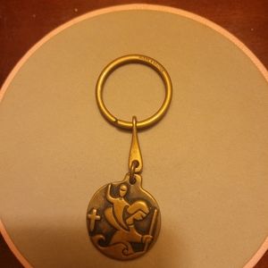 Retired James Avery Bronze St Christopher Keychain.